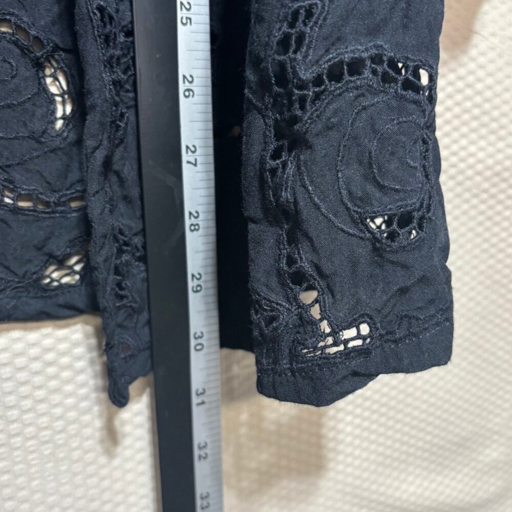 Surya Size S Black Crochet Lace Mesh Floral Open Cardigan Resort Beach Coverup - Picture 7 of 8